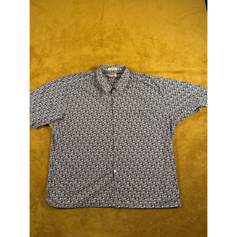 CODA XXL Men's Short Sleeve Button Up Shirt 100% Cotton All Over Print